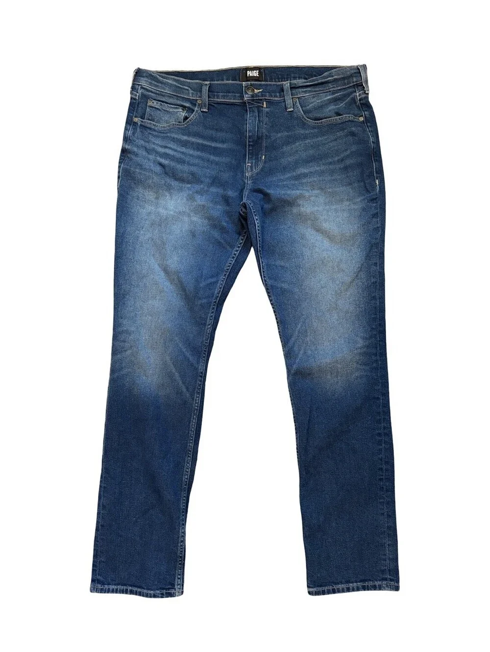 PAIGE Lennox Slim Fit Jeans Men's Size 38x32 Blue Medium Wash Stretch Denim